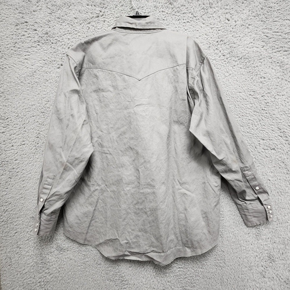 Wrangler Cowboy Cut Western‎ Firm Finish Work Shirt Mens 2X Gray Pearl Snap READ - Picture 10 of 15